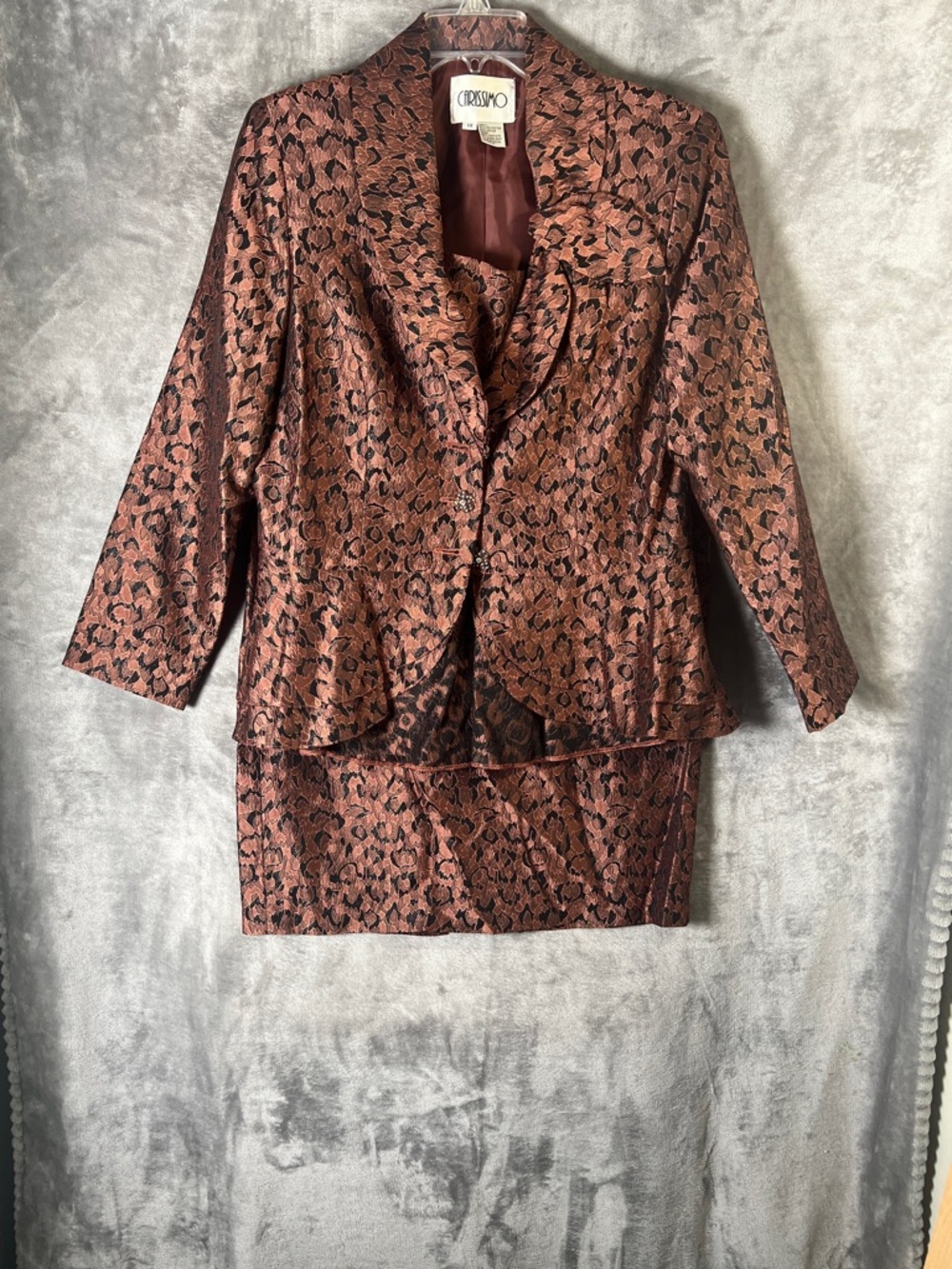 Copper-Brown Jacquard Two-Piece Dress Suit
